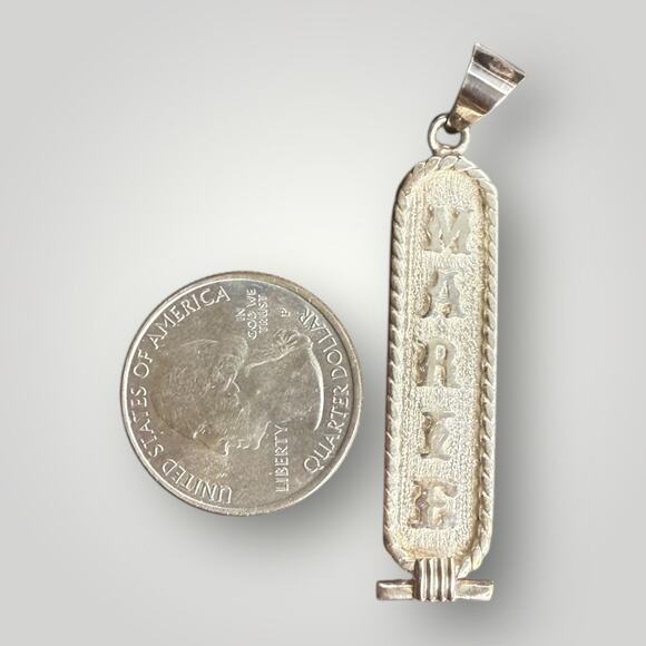 Sterling Silver 925 Egyptian Cartouche Pendant “MARIE” Hieroglyphics - Picture 3 of 5
